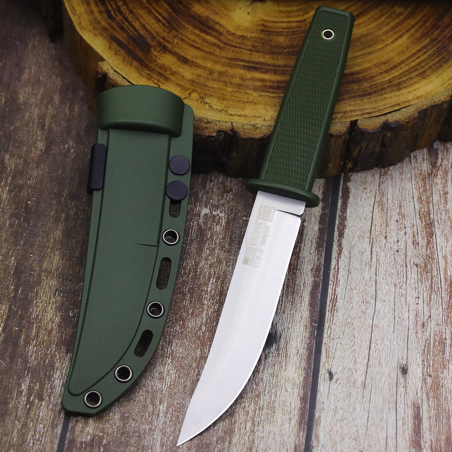 WPKOPYA(USA) Outdoor Hunting Straight Knife with sheath, Camp rescue Straight Knife, Jungle tool knife