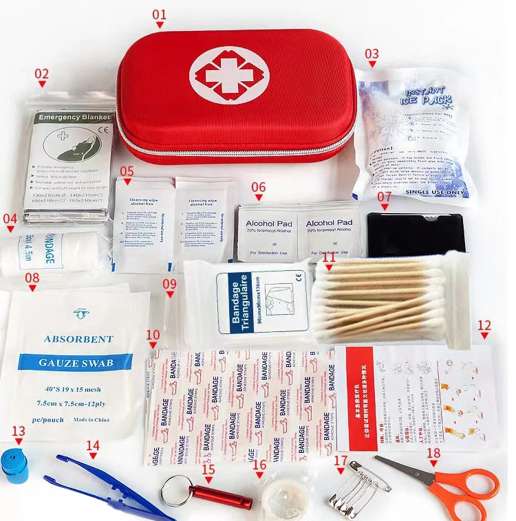 First Aid Kit Survival Eva Bag Hospital Woundplast injury Outdoor Camping Travelling Medical Emergency  Treatment 44Pcs Portabl